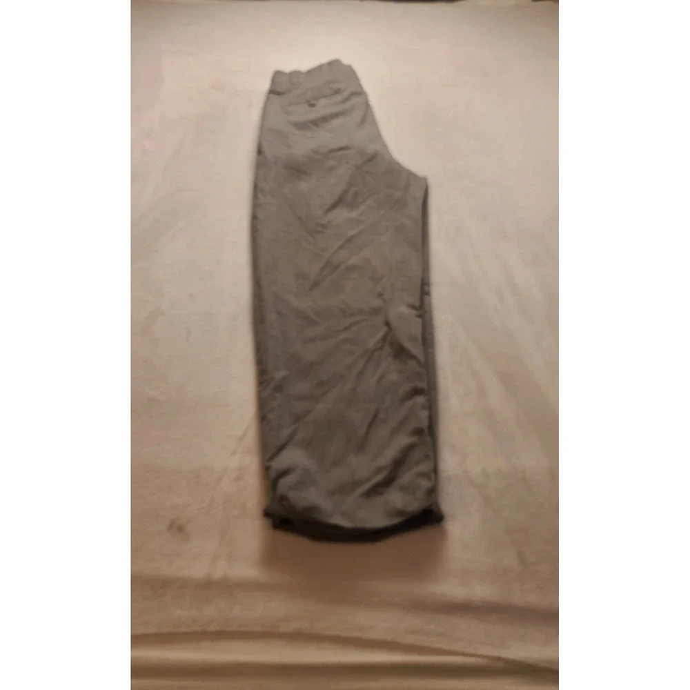 Men's Grey Pleated Wide Leg 34x29 Cuffed Dress Pants Trouser Zip Fly Welt pocket